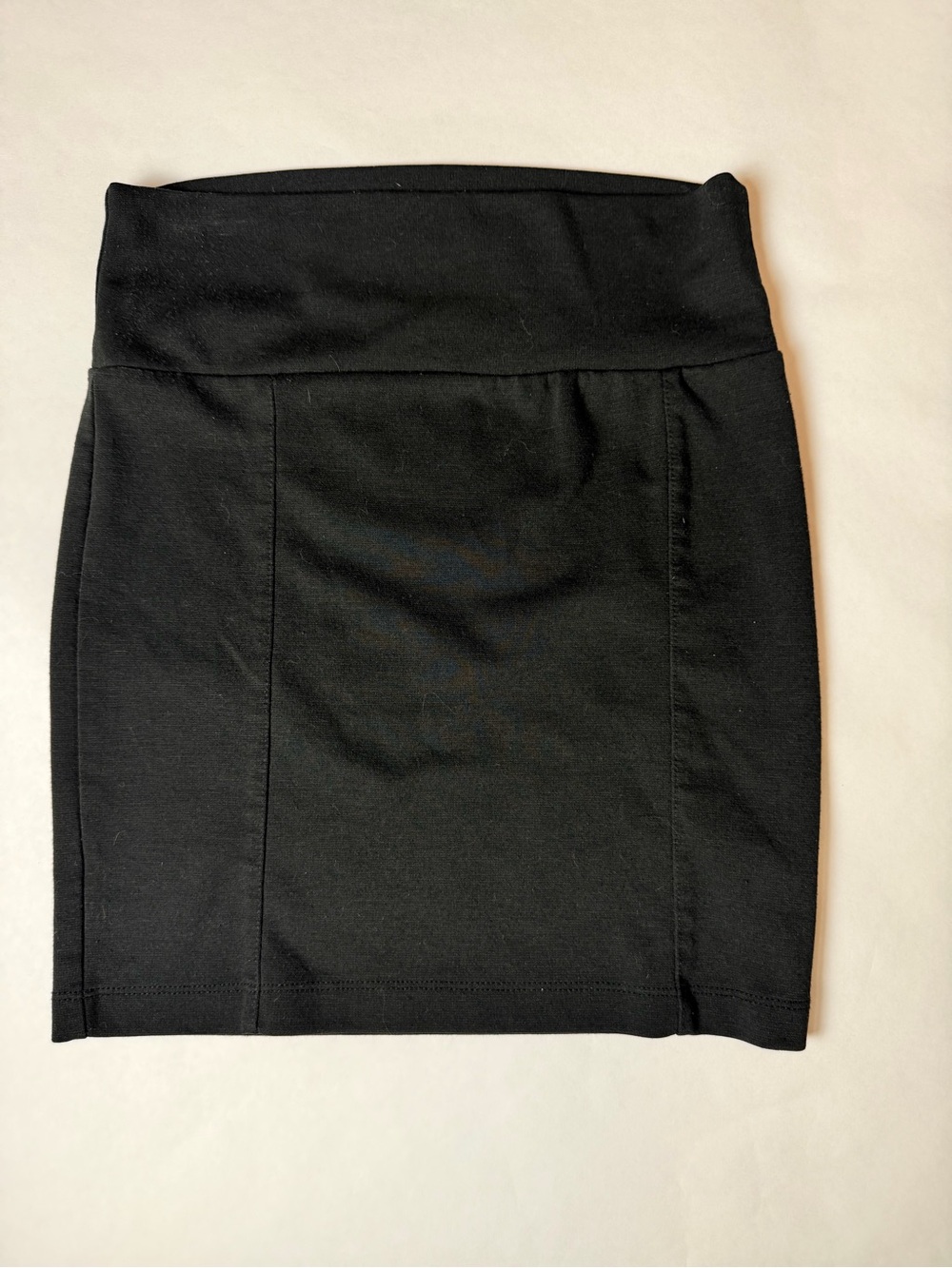 Decree black stretch mini skirt size S fold waist